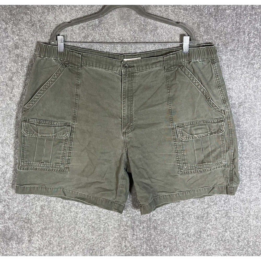 Savane Cotton Utility Cargo Shorts‎ Mens Size 44 Green Pockets Side Elastic